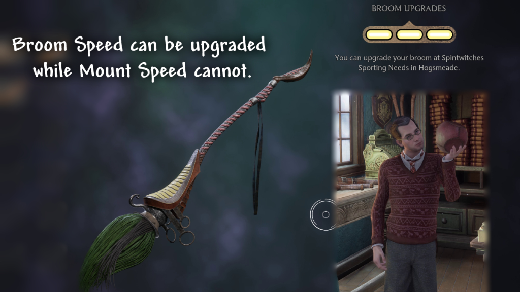 Brooms와 달리 Mount Saddle 업그레이드는 Hogwarts Legacy에서 불가능합니다.
