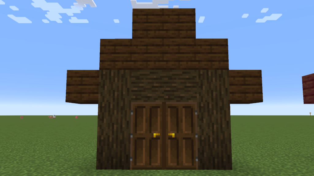 Minecraft의 어두운 오크 나무 집 프레임