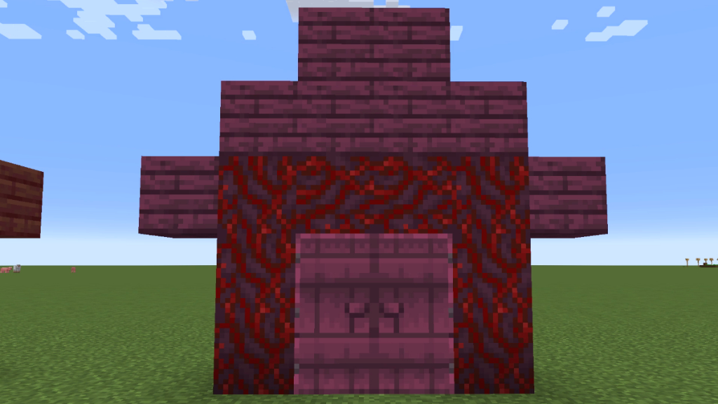 Minecraft의 진홍색 나무 집 프레임