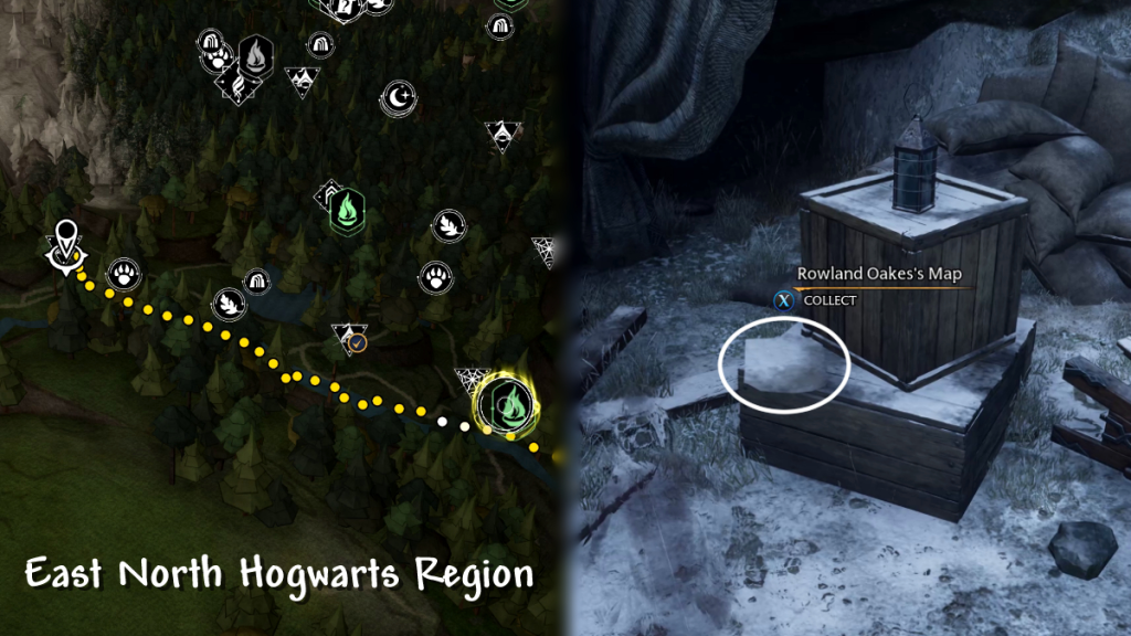 Rowland 지도 찾기 East North Hogwarts 지역 Small Bandit Camp 지도 Hogwarts Legacy의 위치